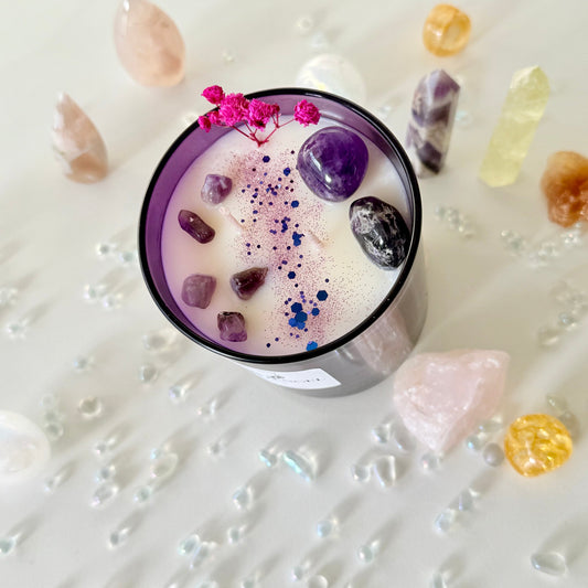 Kristall kerze mit amethyst
