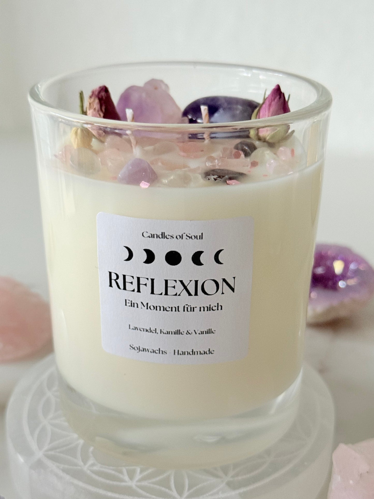 Reflexion Kristallkerze mit Amethyst