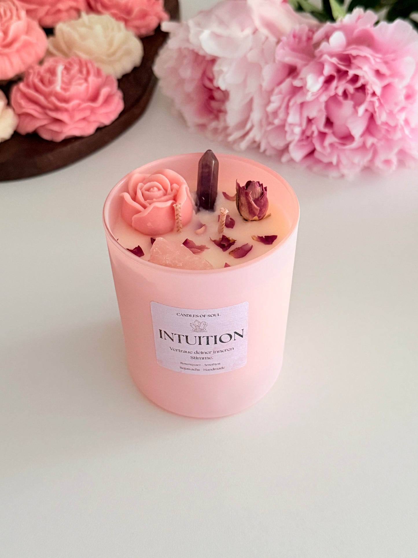 Intuition – Spirituelle Sojawachs Kerze mit Amethyst (Meditation & Ruhe)