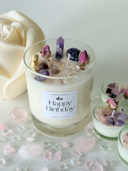 Kristallkerze mit Amethyst