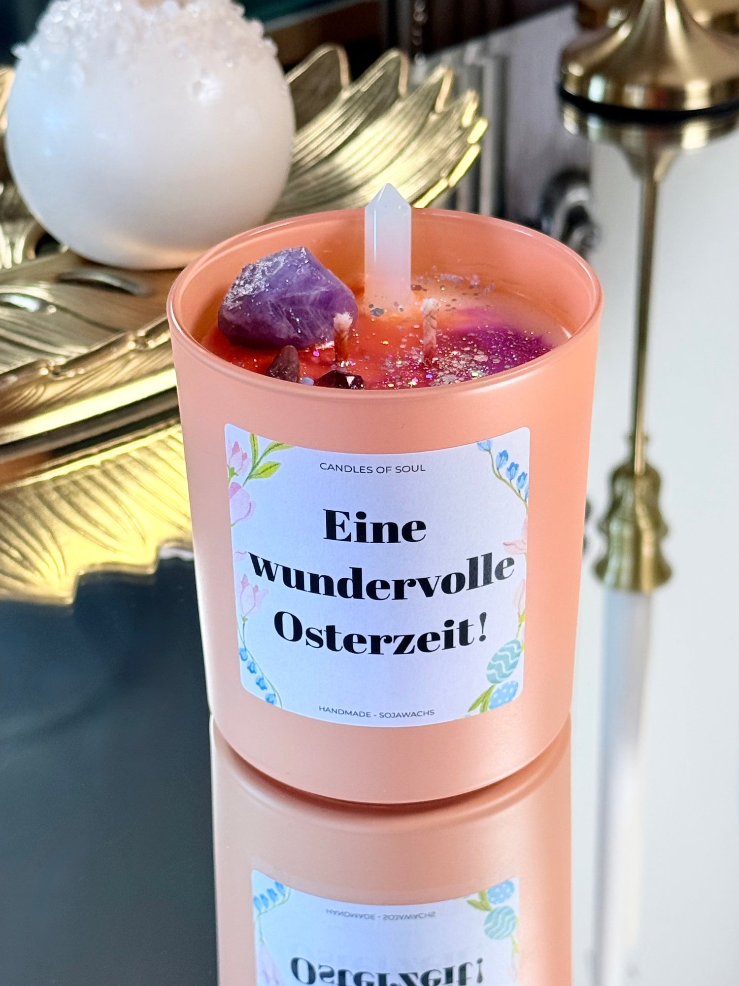Edelsteinkerze-Ostern-Amethyst-Bergkristall-Candles-of-Soul